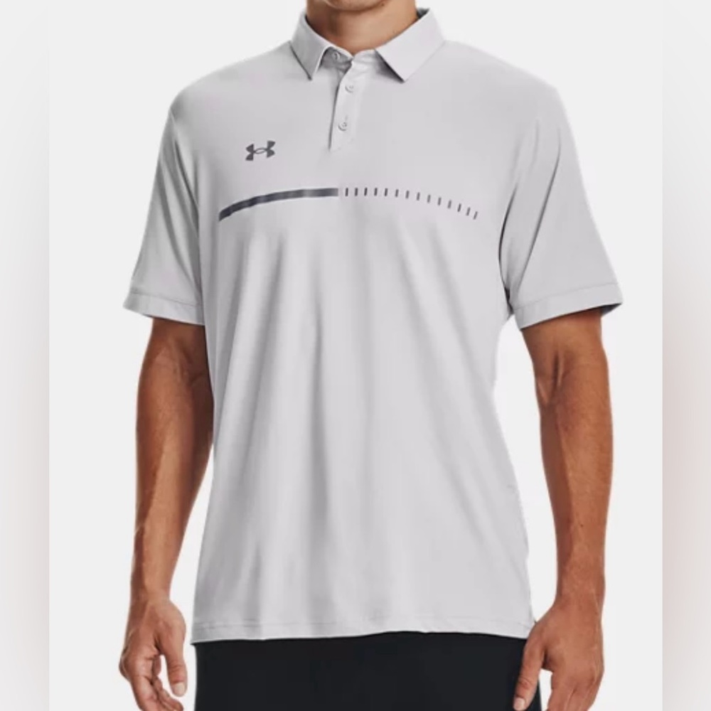 NWT Under Armour Performance Polo Short Sleeve Collared Shirt Halo Grey Size SM
